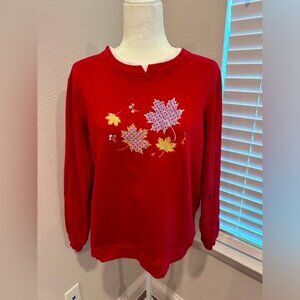 Vintage 90’s Adrian Delafield Fall Leaves Sweater Granny Autumn Cottagecore Sz L